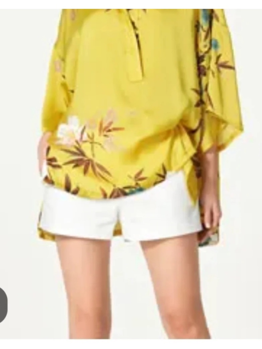 Zara Floral Blouse Yellow/Gold Hi Low M Oversize silky flowy